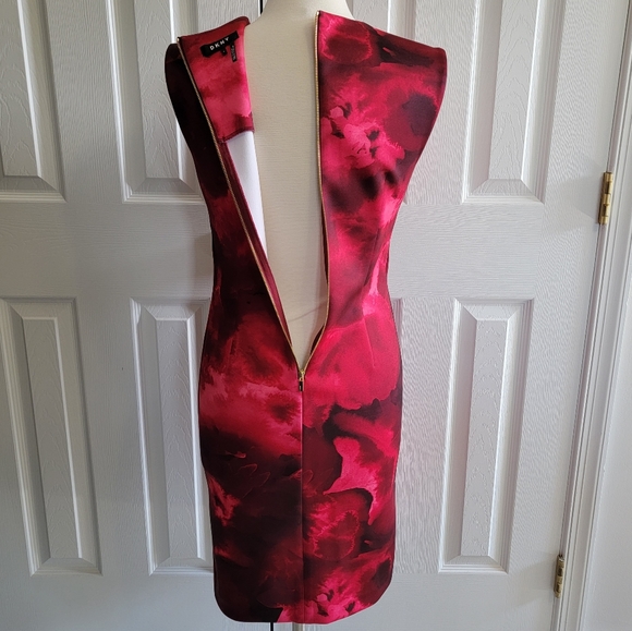 DKNY Sleevless Floral Fuchsia Sheath Dress Women's Size 4 - Picture 7 of 14